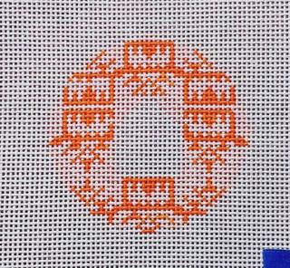 Pink/Orange Pagoda Insert Round by Anne Fisher Needlepoint (thumbnail)