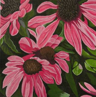 Pink Coneflowers Canvas by Madeleine Elizabeth (thumbnail)