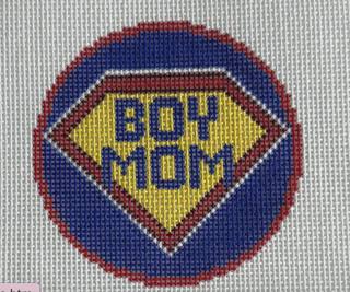 Boy Mom Badge - Superhero Round by Doolittle Stitchery (thumbnail)