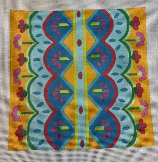 Floral Block Design Pillow by Alice Peterson (thumbnail)