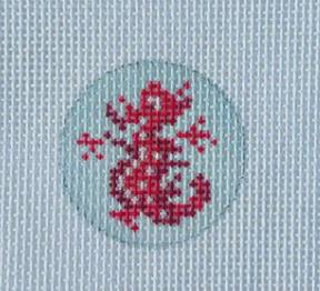 Red Dragon Round Key Fob Insert Canvas by KCN Designers (thumbnail)