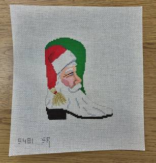 Santa Face Cowboy Boot - 13m by Susan Roberts Needlepoint (thumbnail)
