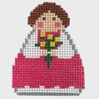 Pink Angel with Flowers Ornament by Stitch-Its (thumbnail)