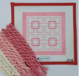 Shell Pink Squares on 10m Beginner Fiber Kit by Susan Battle Needlepoint (thumbnail)