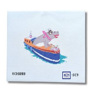 Dolce Vita Wooden Boat Club Hippo Needlepoint Canvas by KCN Designers (thumbnail)
