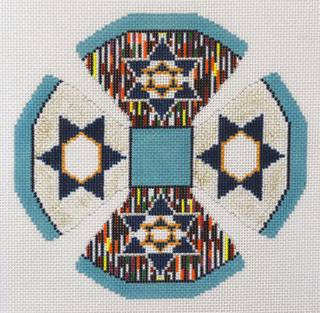 Star in Colorful Circle Kippah by Gone Stitching (thumbnail)