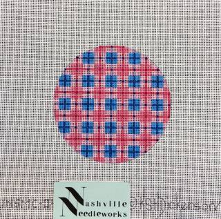 Pink & Blue Squares Round by Kate Dickerson Needlepoint Collections (thumbnail)