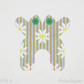 Frog with Daisies on Blue with Green and Pink Stripes by Chris Lewis Distributing (thumbnail)