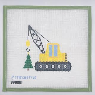 Crane Truck with Tree with stitch guide by Stitch Style Needlepoint (thumbnail)