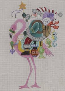 santa on flamingo by Brenda Stofft Designs (thumbnail)