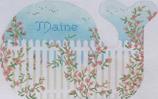 Med. Whale – Rose Picket Fence SST-25 by Kate Dickerson Needlepoint Collections (thumbnail)
