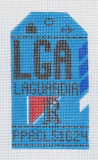 Retro Travel Tag - La Guardia by Hedgehog Needlepoint (thumbnail)
