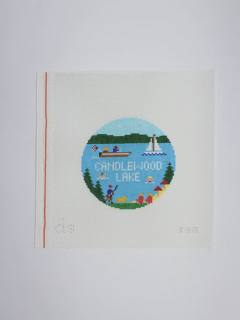 Candlewood Lake Round Canvas by Doolittle Stitchery (thumbnail)