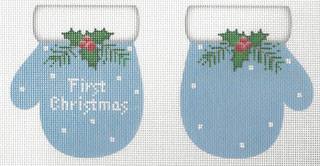 1st Christmas Mittens Blue by Pepperberry Designs (thumbnail)
