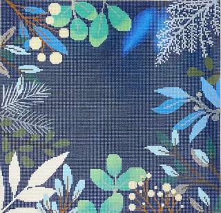 Blank Blue Winter Botanical Pillow by Laura Love Designs (thumbnail)