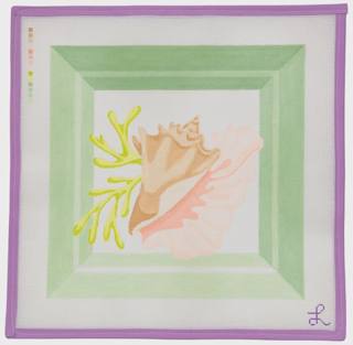 Conch Shell Shadow Box Pillow by Lycette Designs (thumbnail)