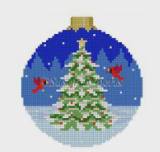 Susan Roberts 3" Cardinal Tree Round by Susan Roberts Needlepoint (thumbnail)