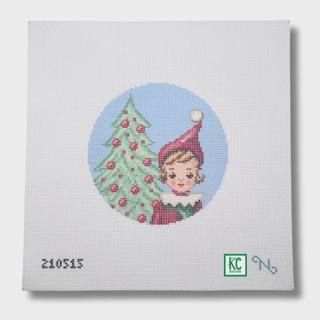 Vintage Pixie Elf Round Needlepoint Canvas by Needlepaint (thumbnail)