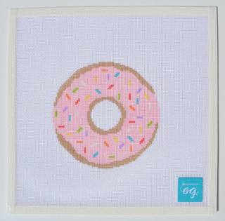 Pink Sprinkle Donut Canvas by Olivia Grace Needlepoint (thumbnail)