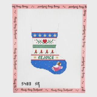 Rejoice Stripe Mini Stocking by Susan Roberts Needlepoint (thumbnail)