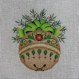 jingle bell, gold with green bow by Burnett and Bradley (thumbnail)