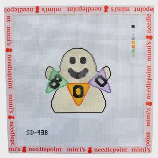 Ghost with Multi-Color Boo Flag Sign - 18 Mesh by Solo Daughter Stitchery (thumbnail)