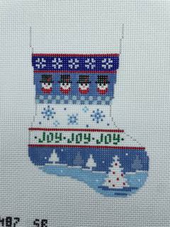 Snowman, Snowflakes and Trees Mini Stocking by Liz Goodrick-Dillon (Tapestry Tent, via Susan Roberts) (thumbnail)