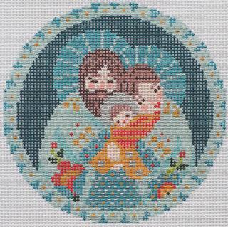 The Holy Family ornament in Aqua Abigail Cecile Canvas by PLD Designs (thumbnail)