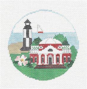 Travel Round ~ State of Virginia handpainted Needlepoint Canvas Ornament by Kathy Schenkel by Kathy Schenkel (thumbnail)