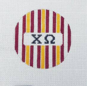 3" round with Stripes Chi Omega by Kangaroo Paw Designs (thumbnail)
