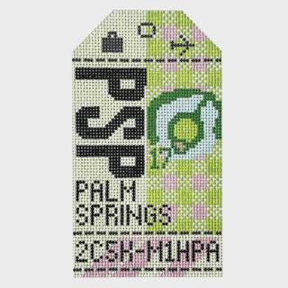 Palm Springs PSP Retro Travel Tag by Hedgehog Needlepoint (thumbnail)