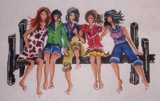 Patti Mann 11200 Ann Kagi 5 Ladies Sitting on the Dock by Patti Mann (thumbnail)