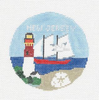 Travel Round ~ New Jersey handpainted Needlepoint Canvas by Kathy Schenkel by Kathy Schenkel (thumbnail)