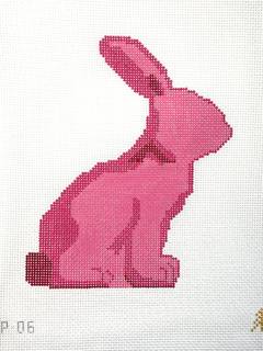 Moss Spring Bunny (pink facing right) by Evergreen Needlepoint (thumbnail)