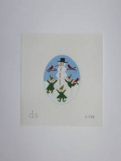 Elves and Snowman Canvas by Doolittle Stitchery (thumbnail)