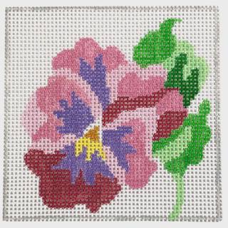 Pansy Coaster 4 - Pink & Red by Jean Smith Designs (thumbnail)