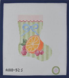 Orange & Cranberry Bow Mini Stocking by Atlantic Blue Canvas (thumbnail)