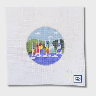 Butterfly Regatta Round Needlepoint Canvas by KCN Designers (thumbnail)