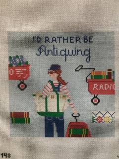 I'd Rather by Antiquing by Jennifer Vallez Needlepoint (thumbnail)