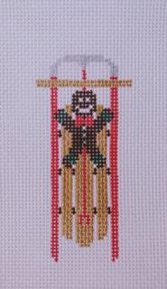 Ornament - Sled with Gingerbread Man by Anne Fisher Needlepoint (thumbnail)