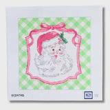 Gingham Santa Face Printed Canvas by KCN Designers (thumbnail)