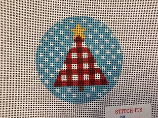 Red & White Plaid tree on Blue Dots by KCN Designers (thumbnail)