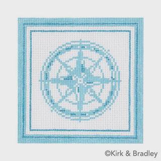 Nautical Coaster - Compass in Aqua by Kirk and Bradley (thumbnail)