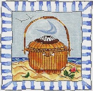 BLUE BORDER ACK BASKET by Cooper Oaks Designs (thumbnail)
