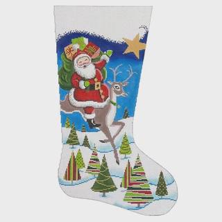 Santa on Reindeer Stocking by Alice Peterson (thumbnail)