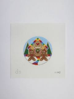Gingerbread round Canvas by Doolittle Stitchery (thumbnail)