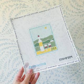 Napa Valley Travel Stamp Canvas by Stitch Style Needlepoint (thumbnail)