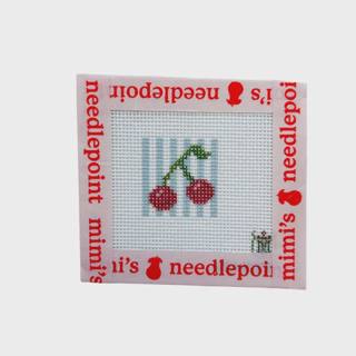 Mini Cherries with Light Blue Stripe Background by Tilli Tomas (thumbnail)