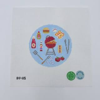 At the Grill Round Canvas by Atlantic Blue Canvas (thumbnail)