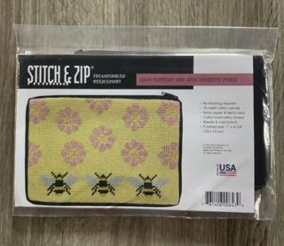 Sunflower and Bees Stitch & Zip Cosmetic Bag by Alice Peterson (thumbnail)